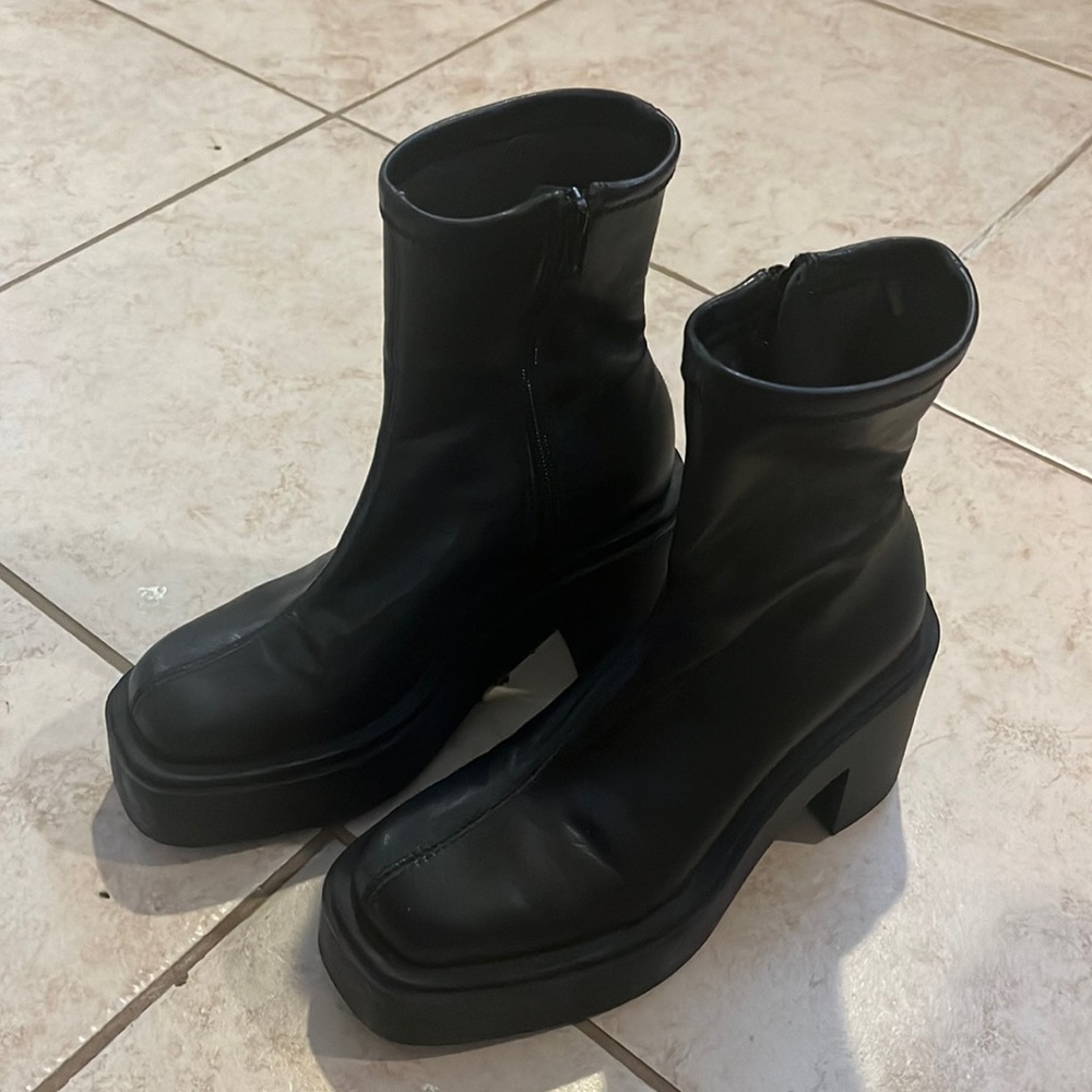 Black platform booties